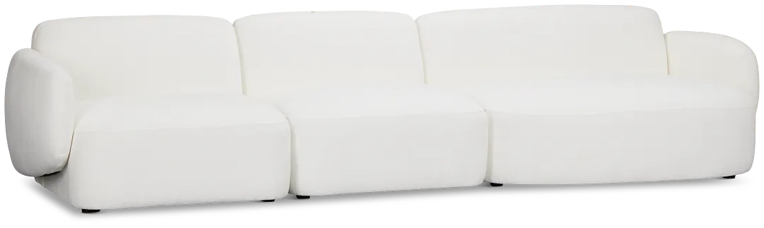Halsey White Fabric Small Right Cuddler Sectional