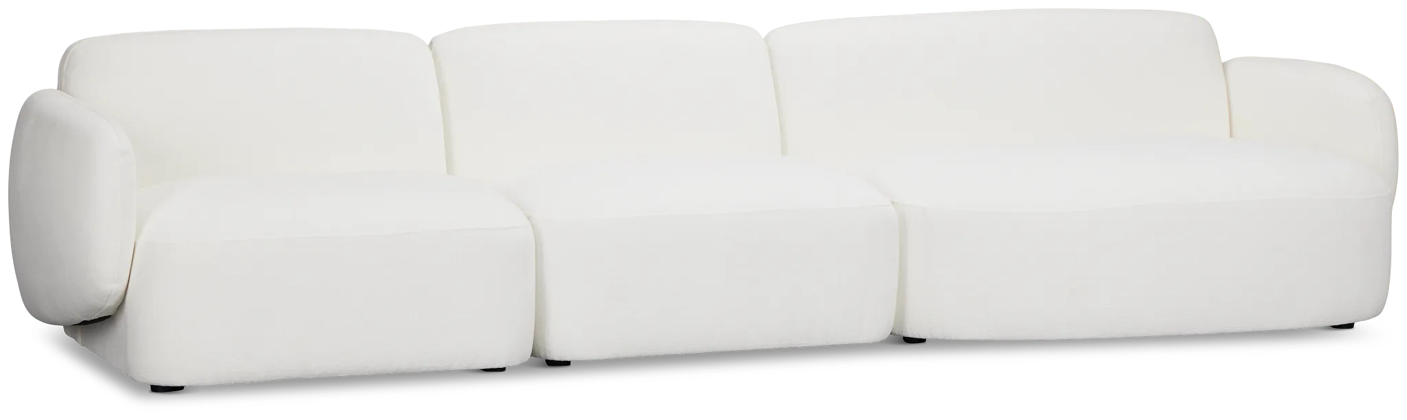 Halsey White Fabric Small Right Cuddler Sectional