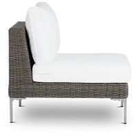 Tulum White Woven Armless Chair W/ Cushion