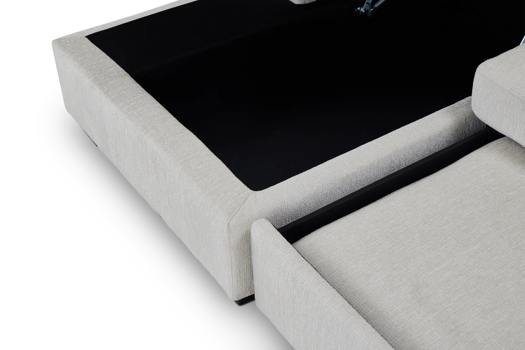 Blakely White Fabric Double Chaise Sleeper Storage Sectional