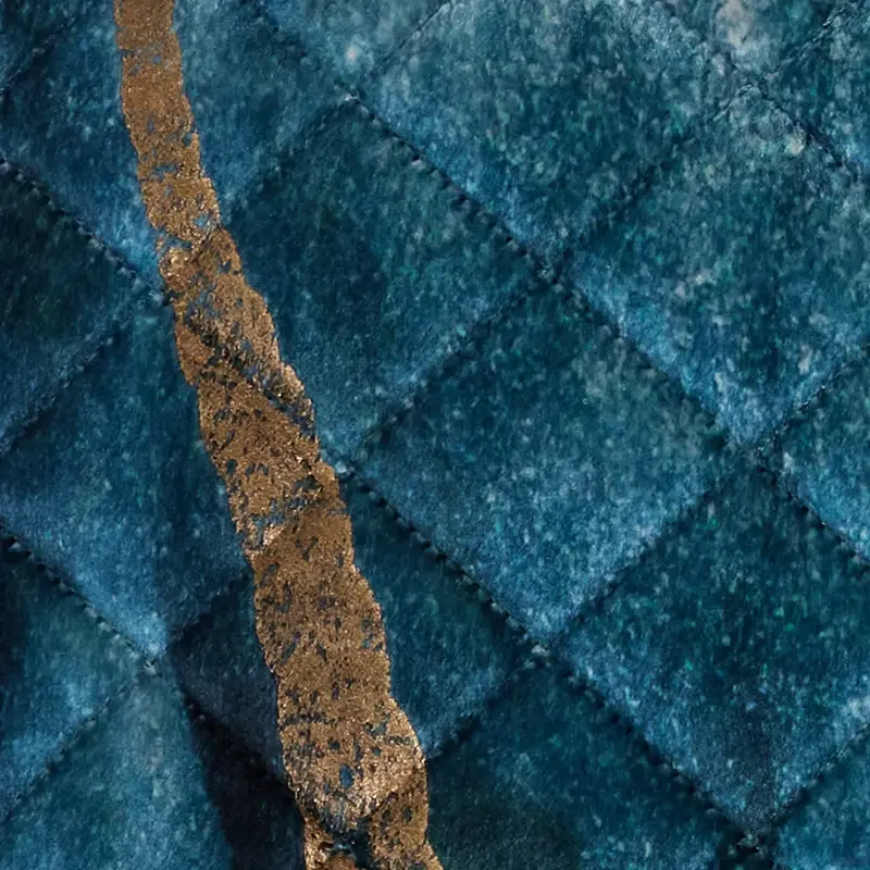 BLUE Langston Blue Velvet Lumbar Accent Pillow