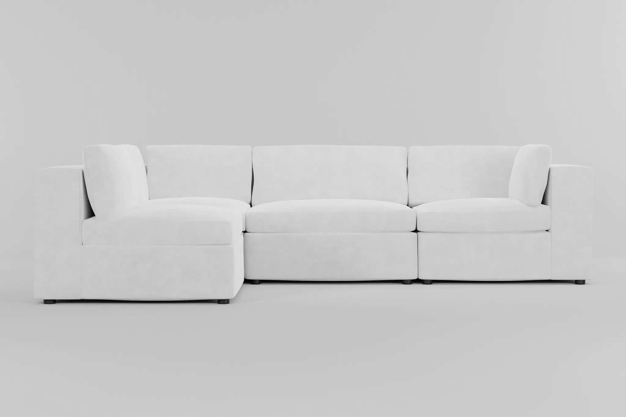 Destin Peyton White Fabric 4-piece Modular Sectional