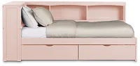 Charleston Pink Corner Bookcase Bed With 2 Storage Drawers