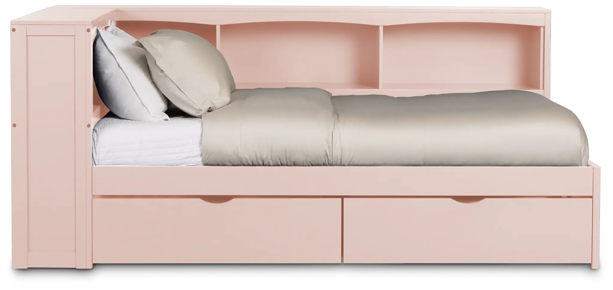 Charleston Pink Corner Bookcase Bed With 2 Storage Drawers Charleston Pink Corner Bookcase Bed With 2 Storage Drawers