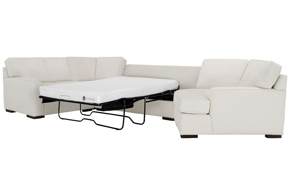 Austin WHITE FABRIC Right Cuddler Memory Foam Sleeper Sectional, Full