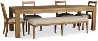 Tahoe Light Tone Rect Table With 4 Wood Side Chairs & Bench