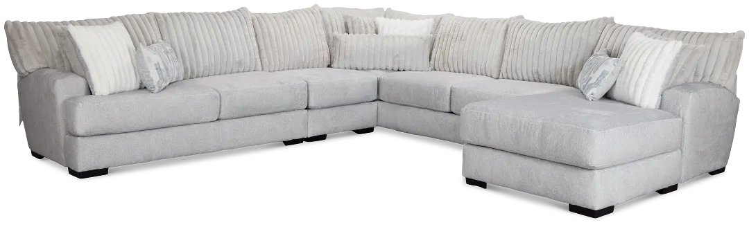 Kylie Light Gray Fabric Large Right Chaise Sectional