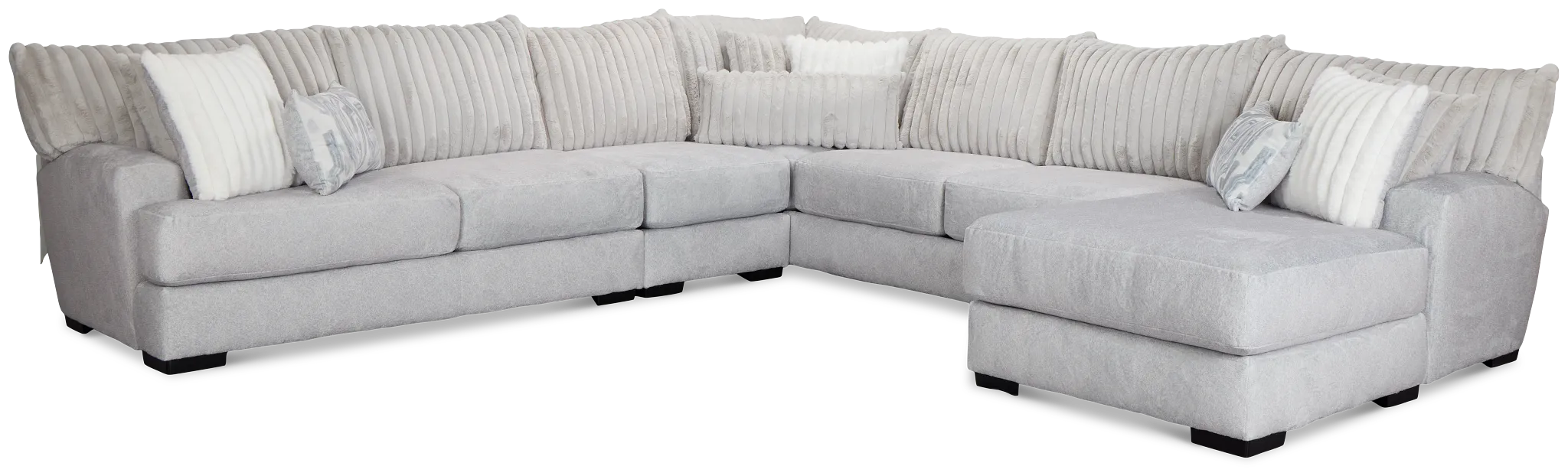 Kylie Light Gray Fabric Large Right Chaise Sectional