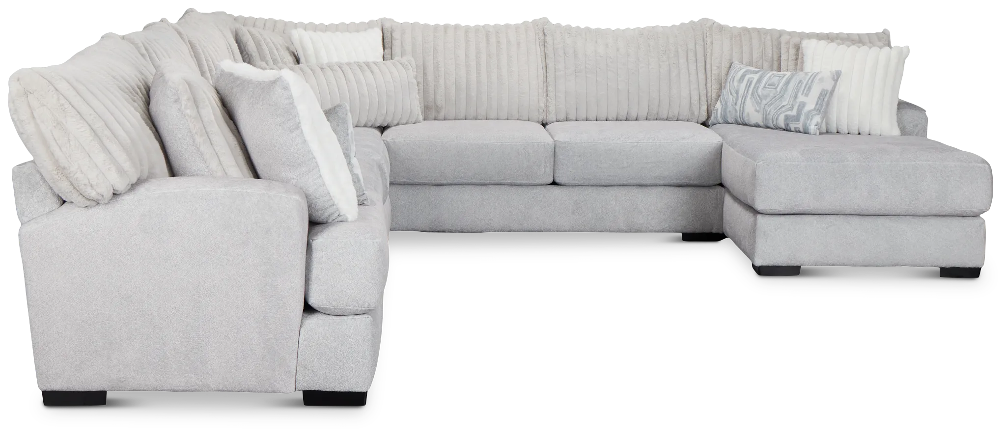 Kylie Light Gray Fabric Large Right Chaise Sectional