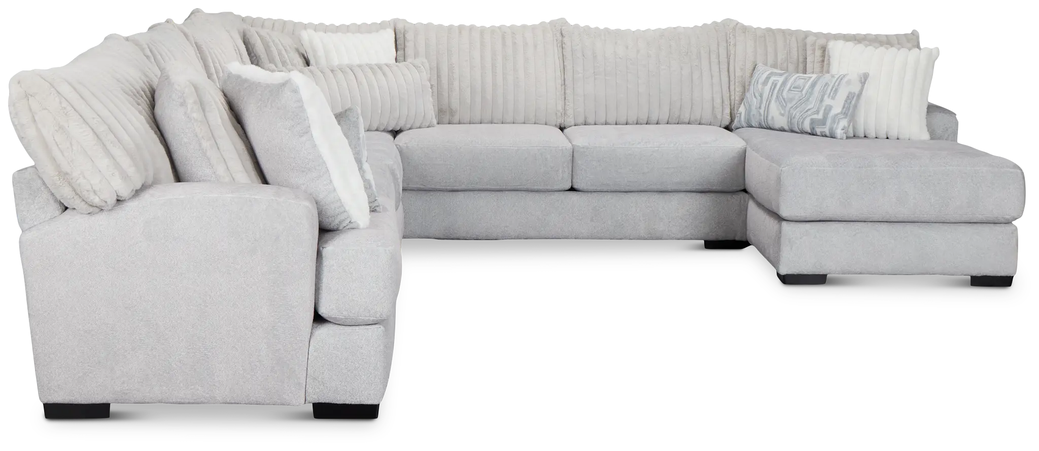 Kylie Light Gray Fabric Large Right Chaise Sectional Kylie Light Gray Fabric Large Right Chaise Sectional