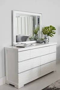 Ocean Drive White Marble Dresser & Mirror