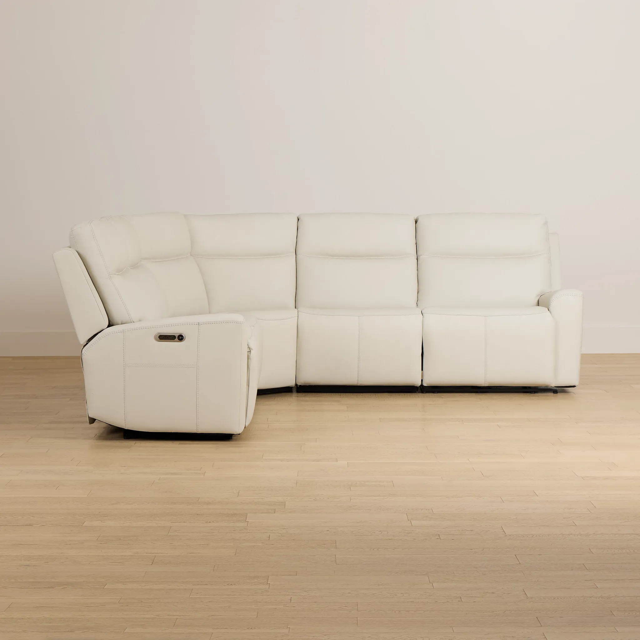 Flexsteel Sterling Ivory Lthr/vinyl Small Dual Power Reclining Two-arm Sectional