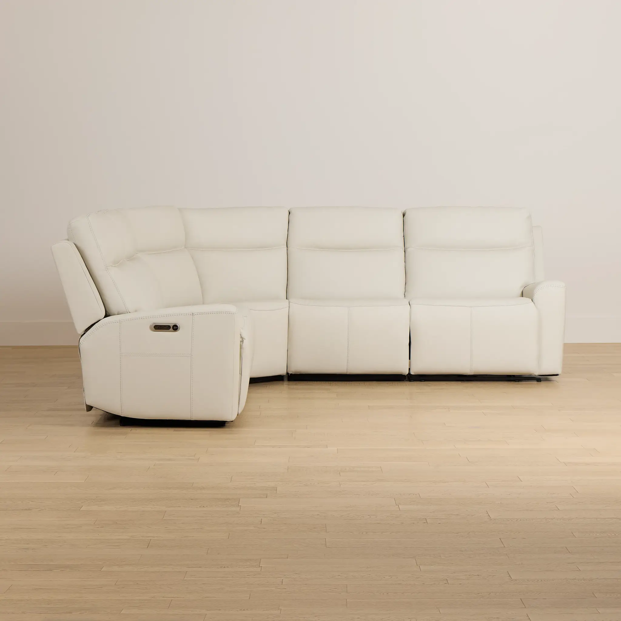 Flexsteel Sterling Ivory Lthr/vinyl Small Dual Power Reclining Two-arm Sectional Flexsteel Sterling Ivory Lthr/vinyl Small Dual Power Reclining Two-arm Sectional