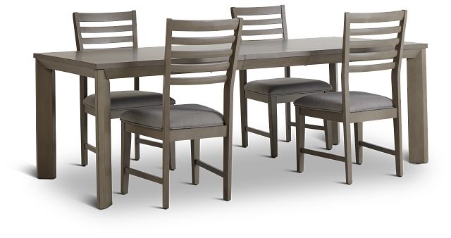 Zurich Gray Rect Table & 4 Slat Chairs (4)