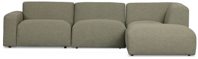 Baylor Green Fabric 4-piece Right Facing Bumper Sectional