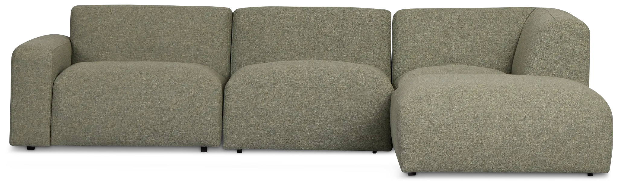 Baylor Green Fabric 4-piece Right Facing Bumper Sectional