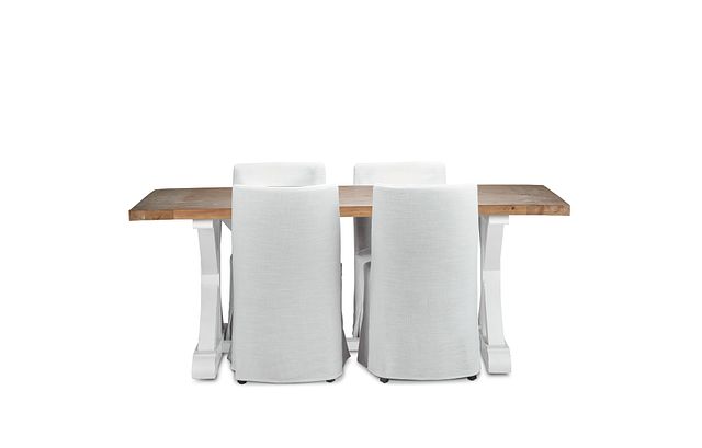 Hilton Two-tone 79" Table & 4 Skirted Chairs