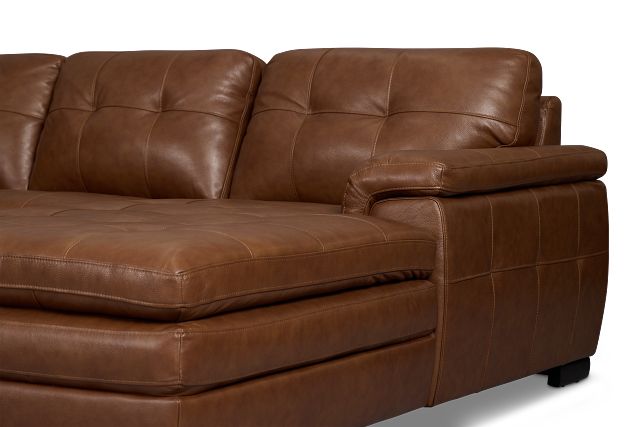 Braden Medium Brown Leather Medium Right Chaise Sectional