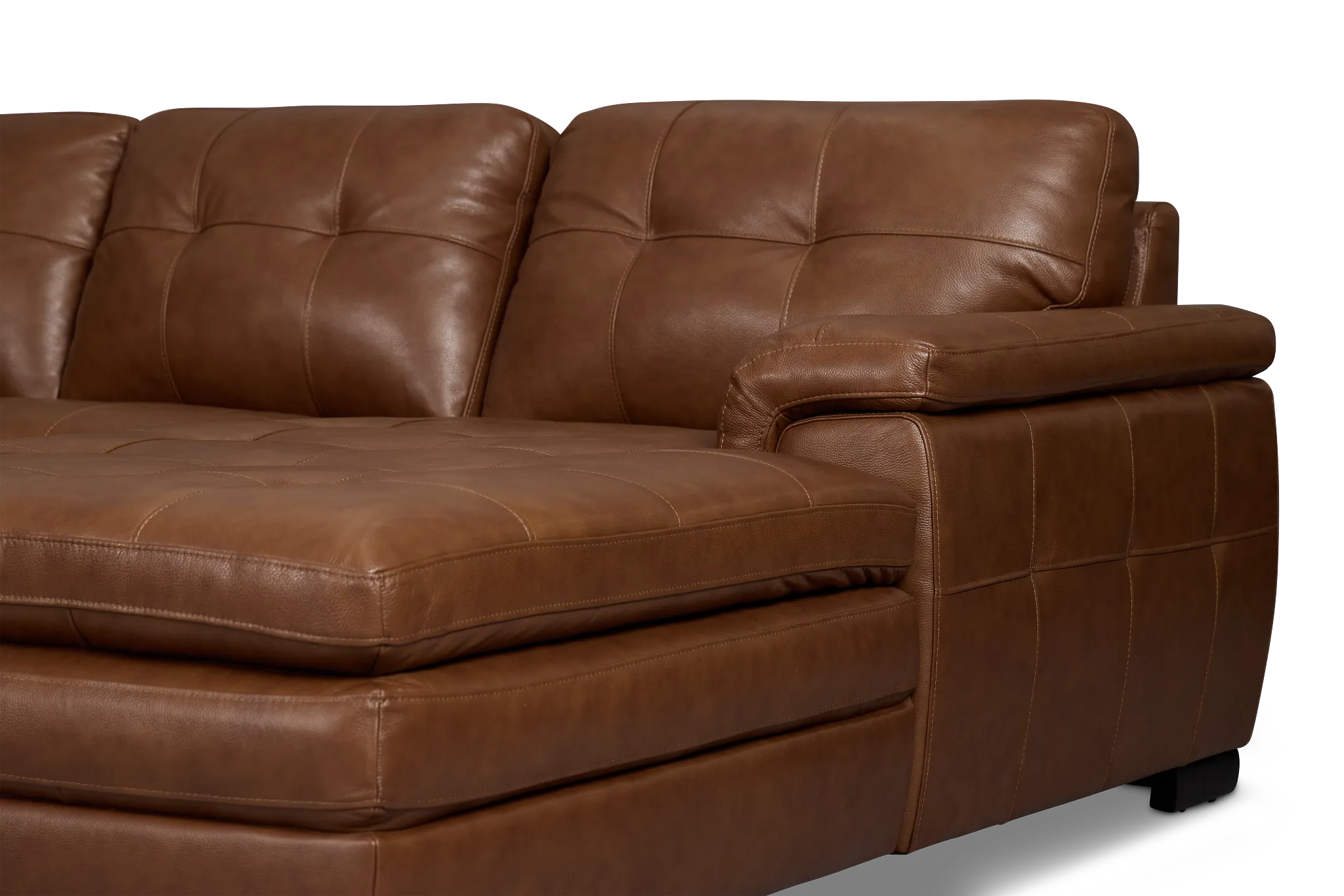 Braden Medium Brown Leather Medium Right Chaise Sectional