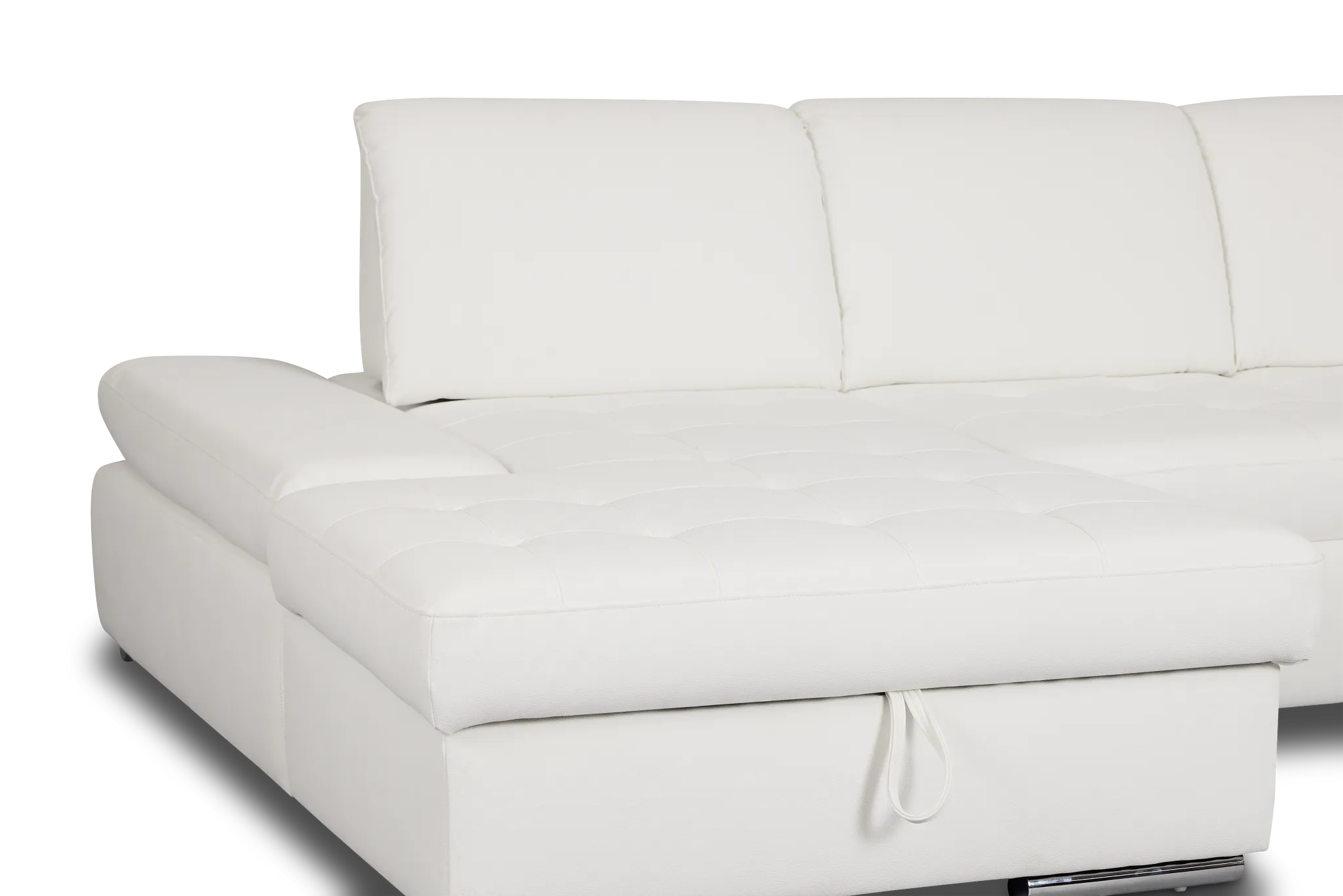 Eden White Lthr/vinyl Medium Left Chaise Sleeper Sectional