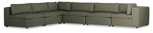 Destin Sutton Green Fabric 6-piece Modular Sectional