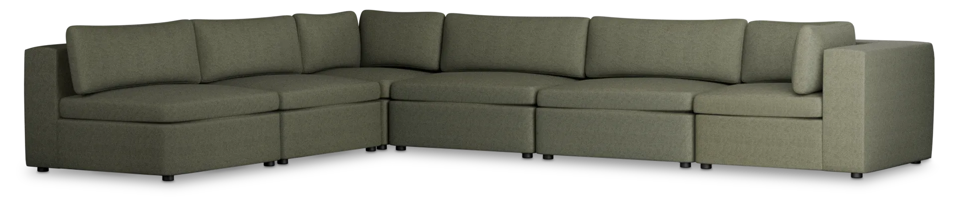 Destin Sutton Green Fabric 6-piece Modular Sectional