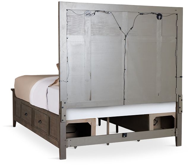 Heron Cove Light Tone Storage Panel Bed With Lights