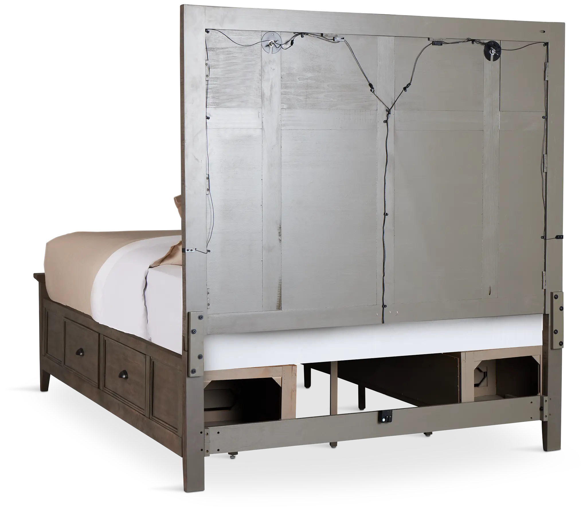 Heron Cove Light Tone Storage Panel Bed With Lights Heron Cove Light Tone Storage Panel Bed With Lights