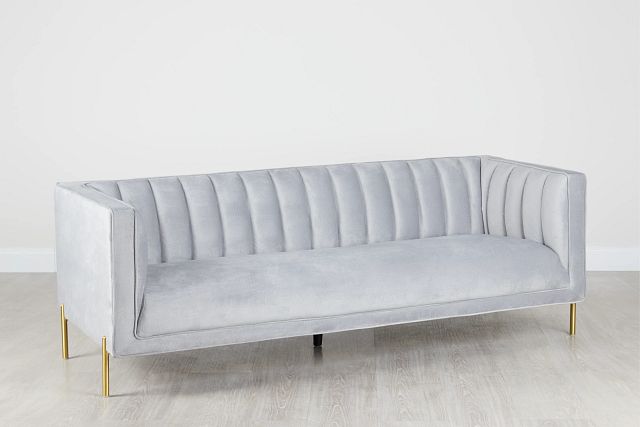 Bella Gray Velvet Sofa