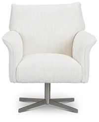 Imani White Fabric Swivel Accent Chair