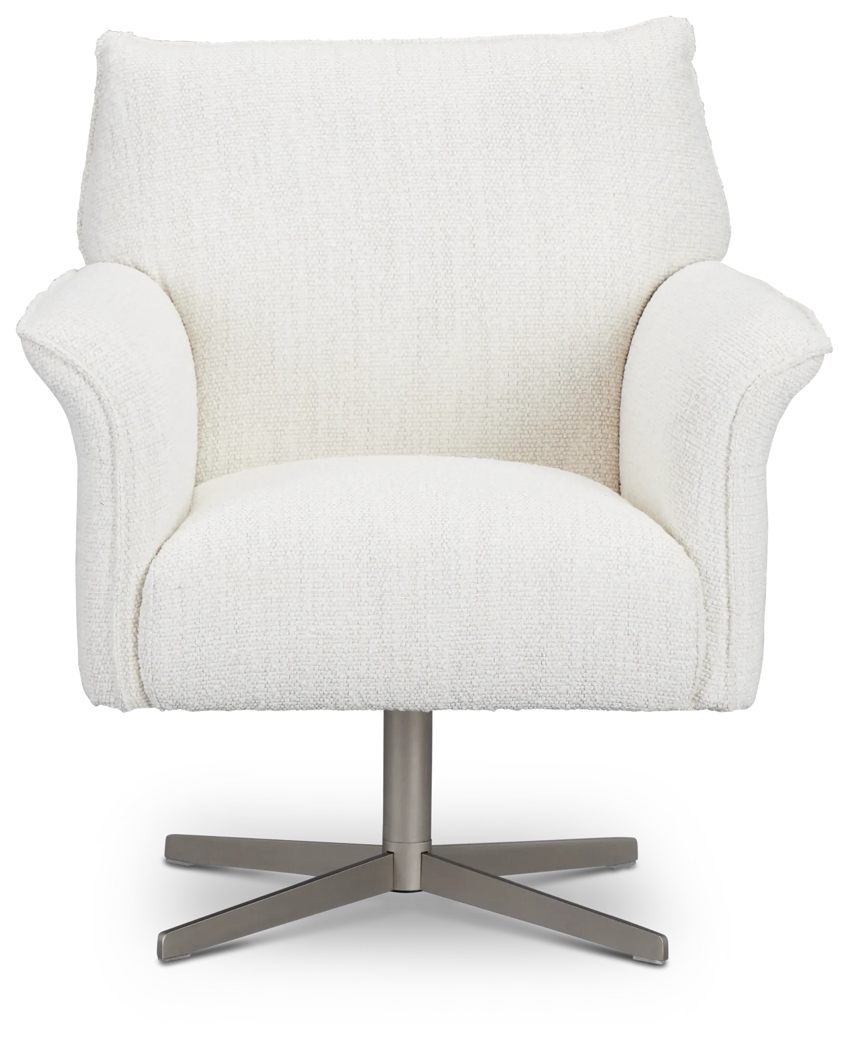 Imani White Fabric Swivel Accent Chair