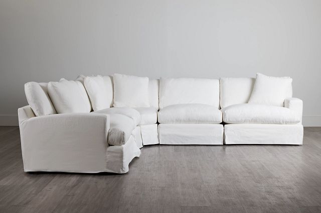 Delilah White Fabric Large Two-arm Sectional