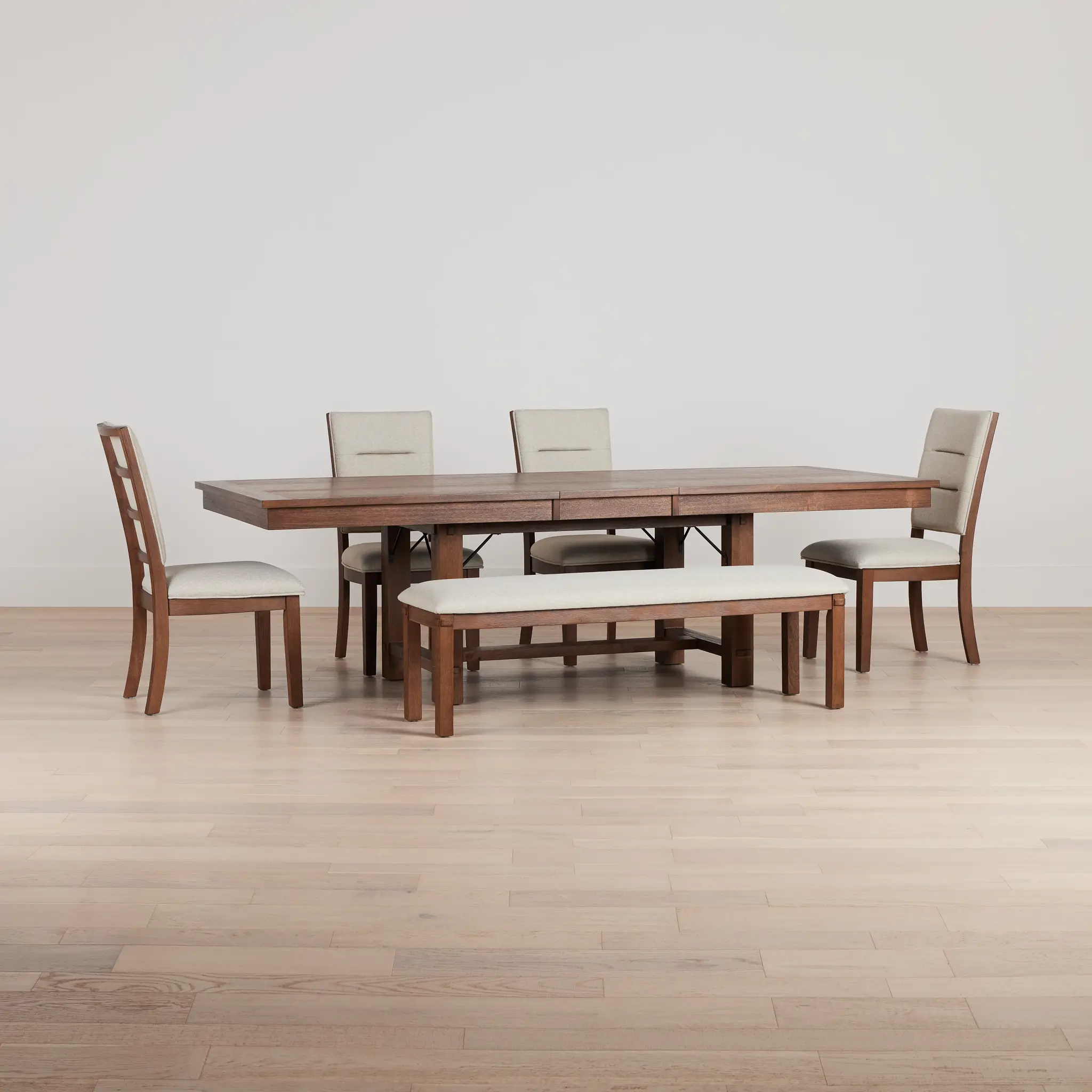 Park City Dark Tone Rect Table With 4 Upholstered Side Chairs & Bench Park City Dark Tone Rect Table With 4 Upholstered Side Chairs & Bench