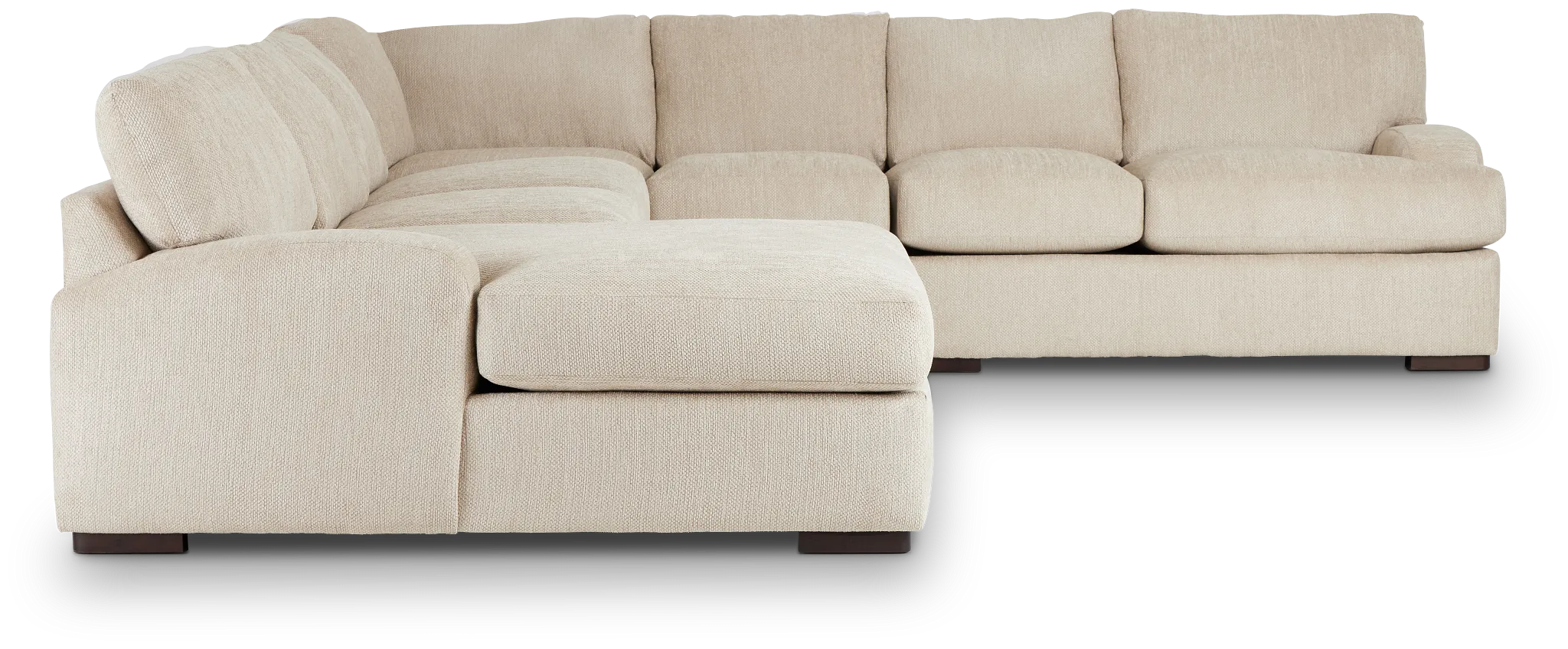 Alpha Beige Fabric Large Left Chaise Sectional