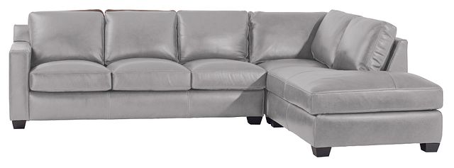 Carson Gray Leather Right Bumper Memory Foam Sleeper Sectional (1)