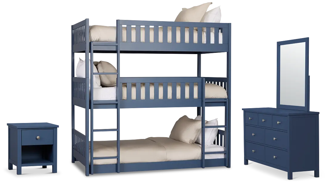 Charleston Dark Blue Triple Bunk Bedroom