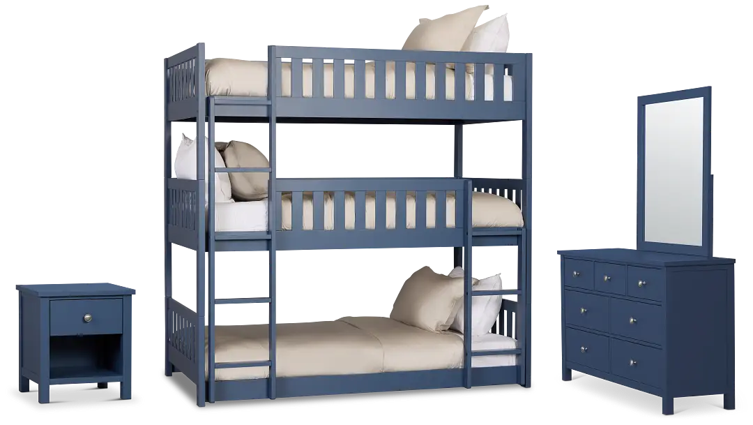 Charleston Dark Blue Triple Bunk Bedroom Charleston Dark Blue Triple Bunk Bedroom