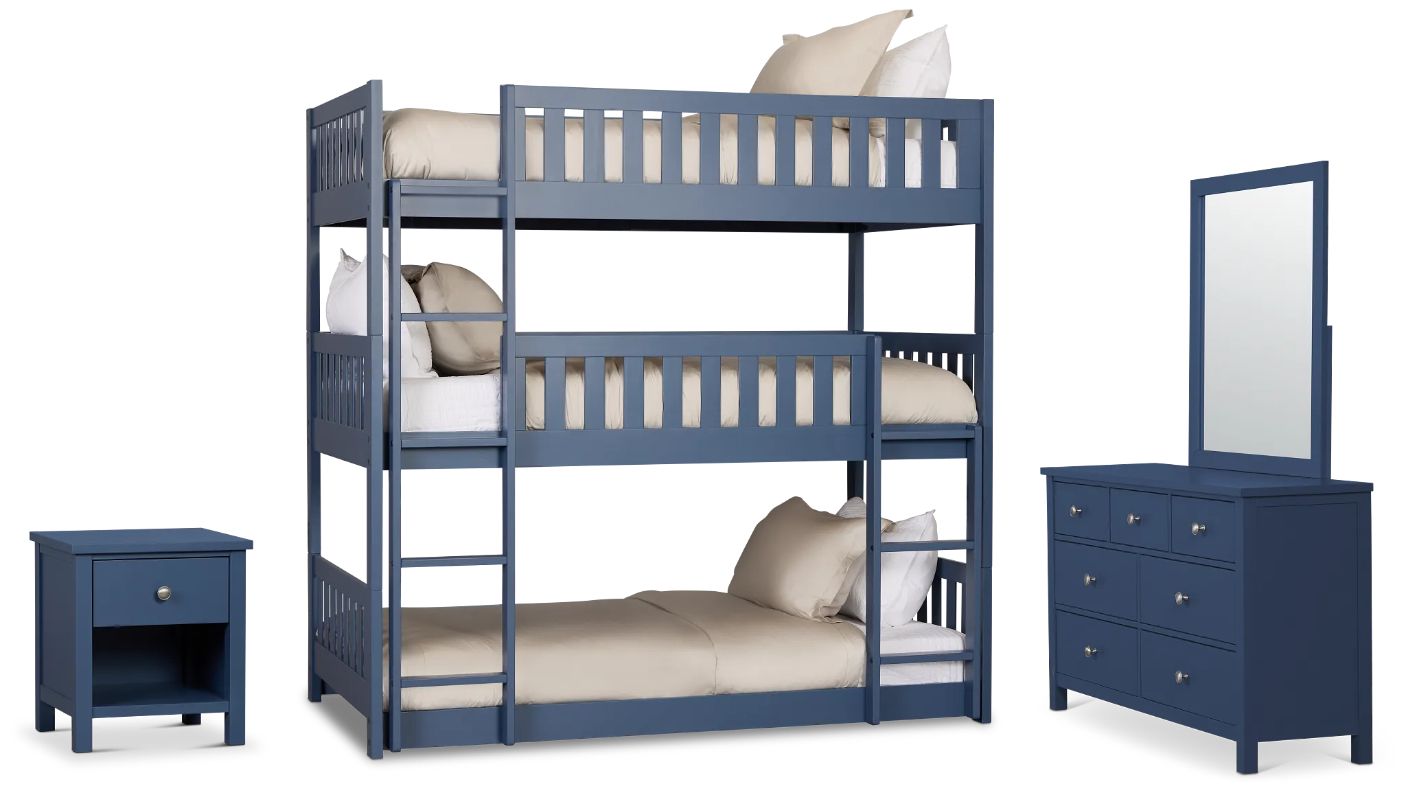 Charleston Dark Blue Triple Bunk Bedroom