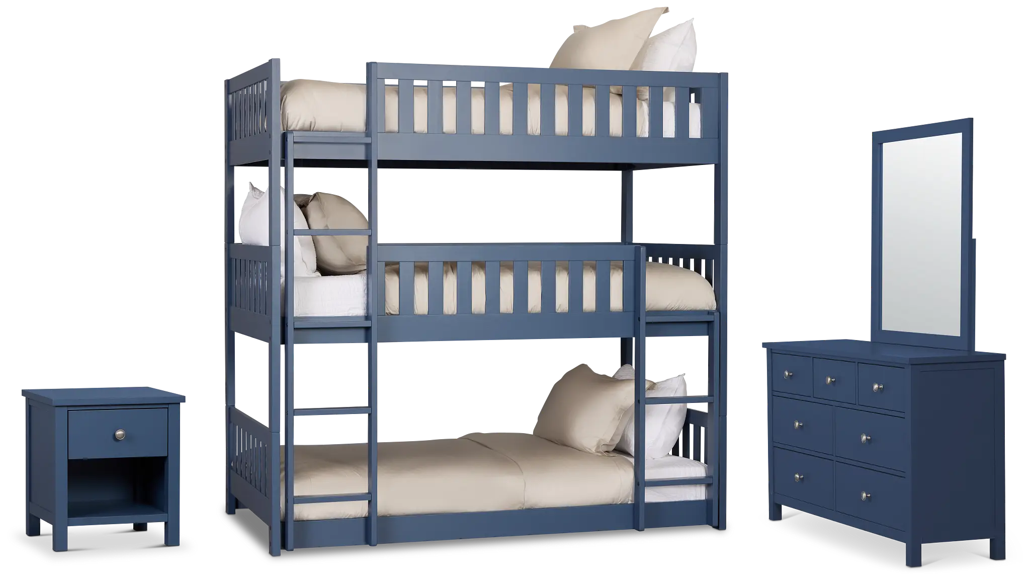 Charleston Dark Blue Triple Bunk Bedroom Charleston Dark Blue Triple Bunk Bedroom