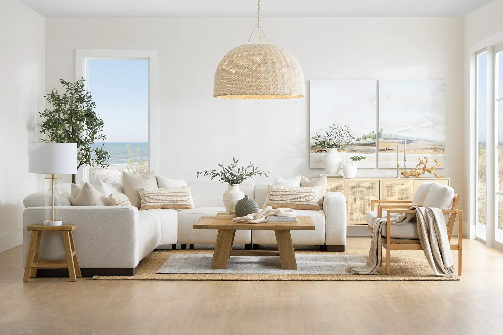 Leona Light Beige Fabric Small Triple Power Reclining Two-arm Sectional