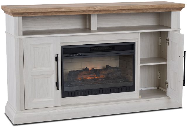 Baker White 60" Tv Stand With Fireplace Insert (2)