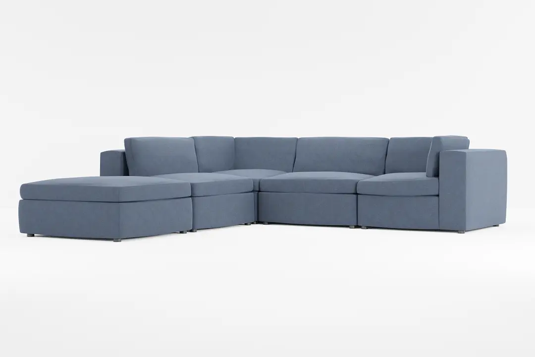 Destin Maguire Blue Fabric 5pc Bumper Sectional Destin Maguire Blue Fabric 5pc Bumper Sectional