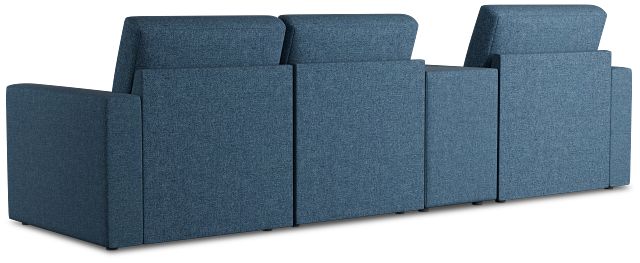 Citymod Blue Fabric Small Left Chaise Sectional With Media Console