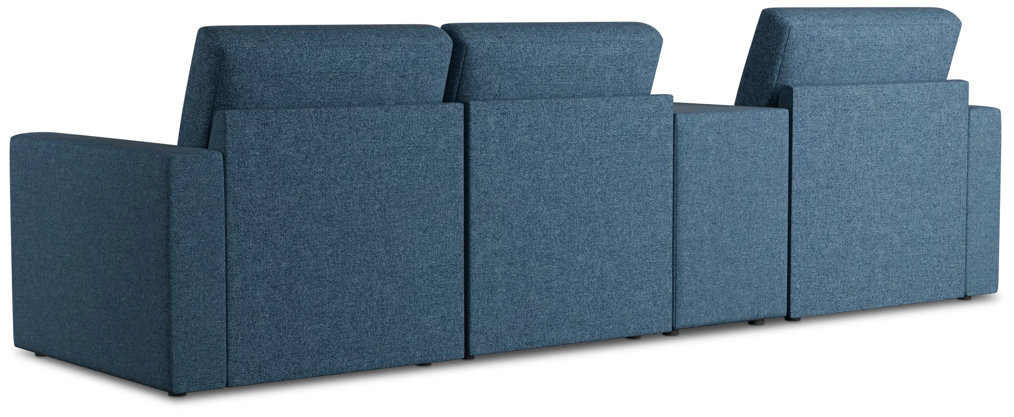 Citymod Blue Fabric Small Left Chaise Sectional With Media Console Citymod Blue Fabric Small Left Chaise Sectional With Media Console