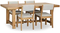 Vail Light Tone Trestle Table & 4 Upholstered Chairs