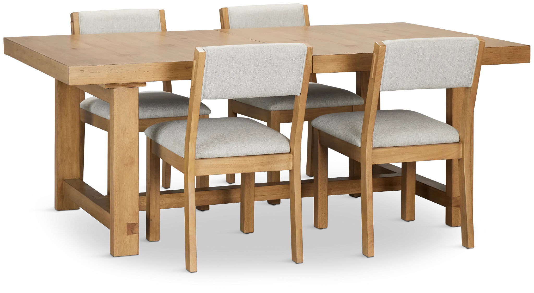Vail Light Tone Trestle Table & 4 Upholstered Chairs