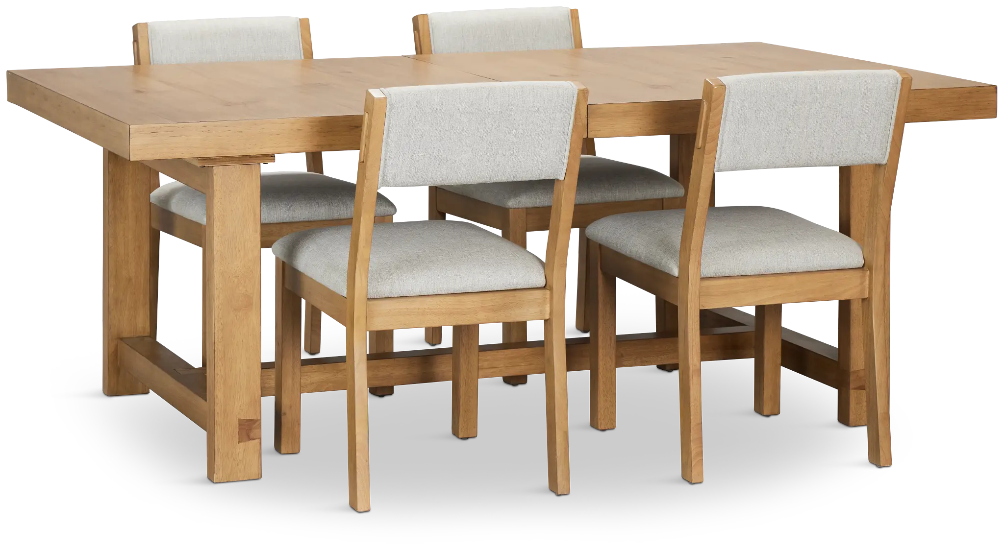 Vail Light Tone Trestle Table & 4 Upholstered Chairs Vail Light Tone Trestle Table & 4 Upholstered Chairs