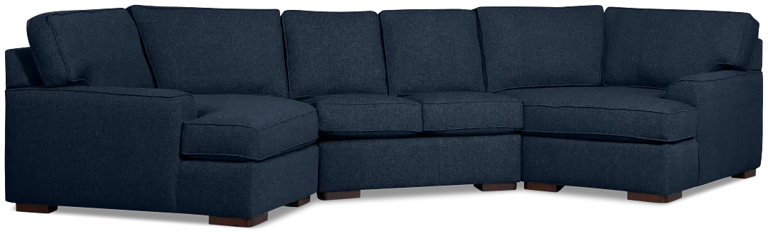 Sinclair Dark Blue Fabric Dual Cuddler Sectional
