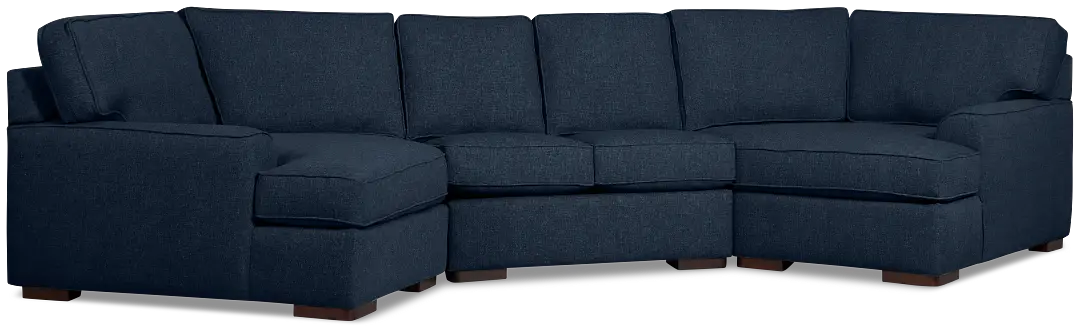 Sinclair Dark Blue Fabric Dual Cuddler Sectional Sinclair Dark Blue Fabric Dual Cuddler Sectional
