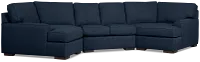 Sinclair Dark Blue Fabric Dual Cuddler Sectional